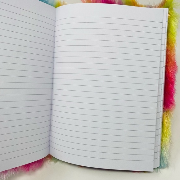 NEW - Colorful Faux Fur Rainbow Colored Journal Notebook - Picture 4 of 7